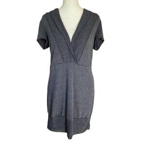 Delirious women's size XL gray short sleeve stretchy soft v-neck sweater dress